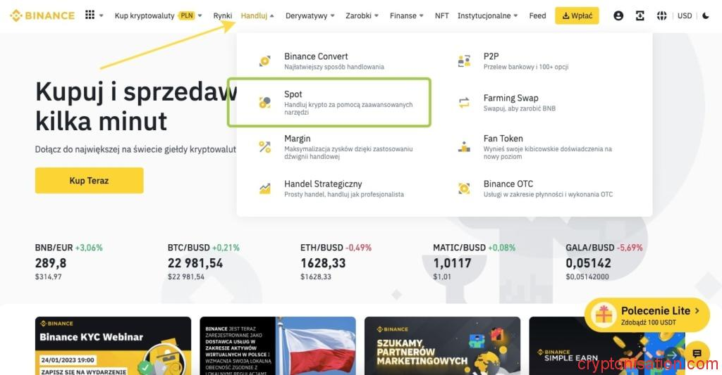 Handel spot na Binance