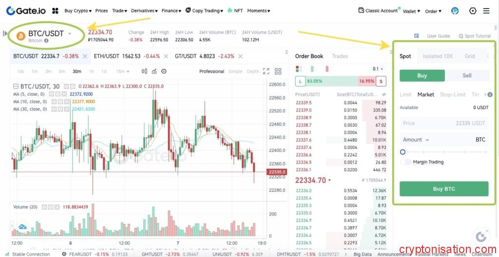 Tworzenie zlecenia zakupu BTC