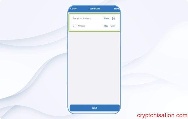 Kwota i adres do wypłaty ETH