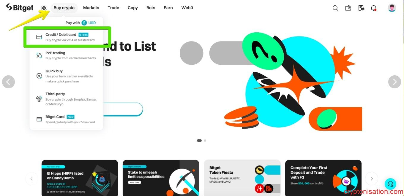 Kart ile kripto para satın alma