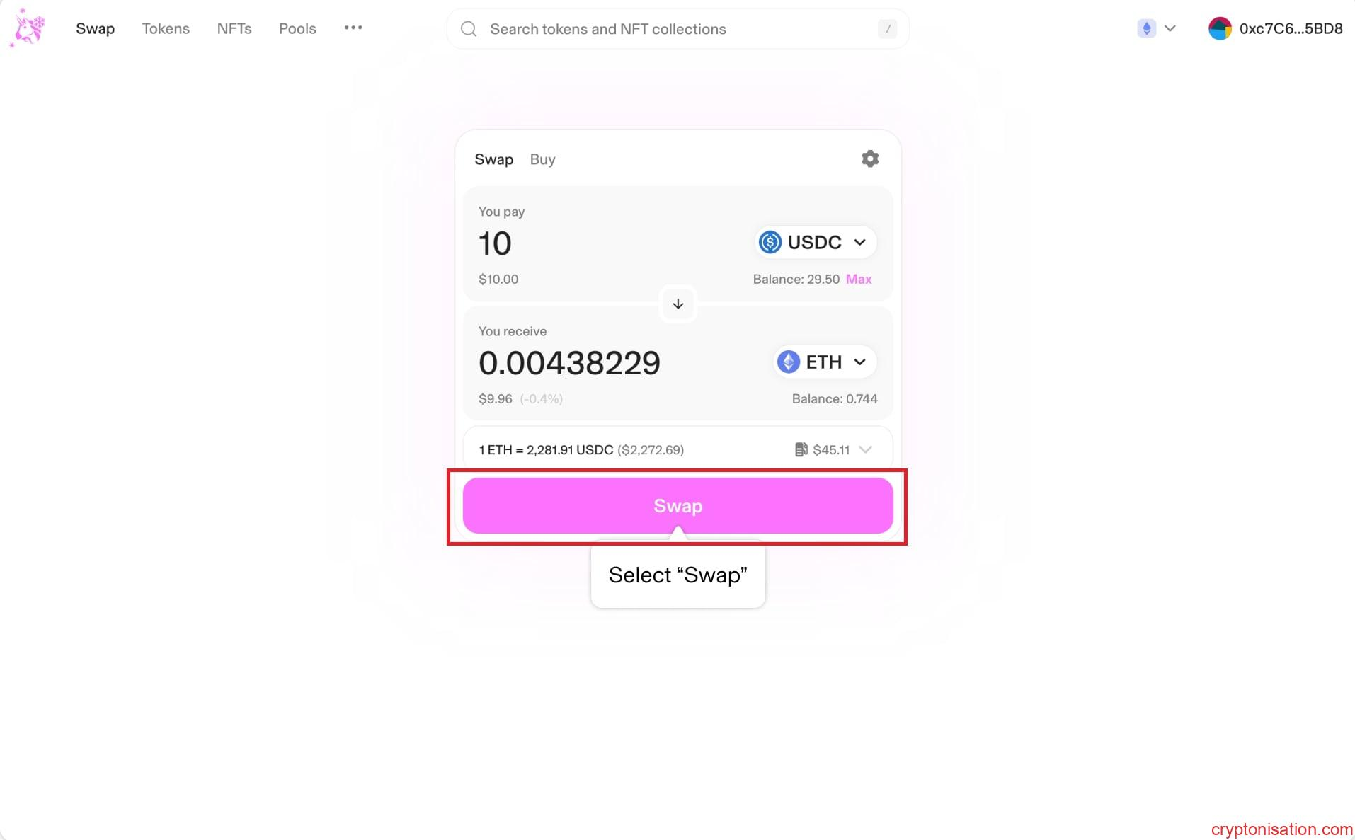 Doldurulmuş bir takas isteği