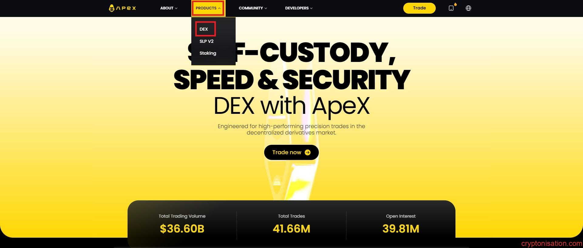 ApeX'in ana sayfası