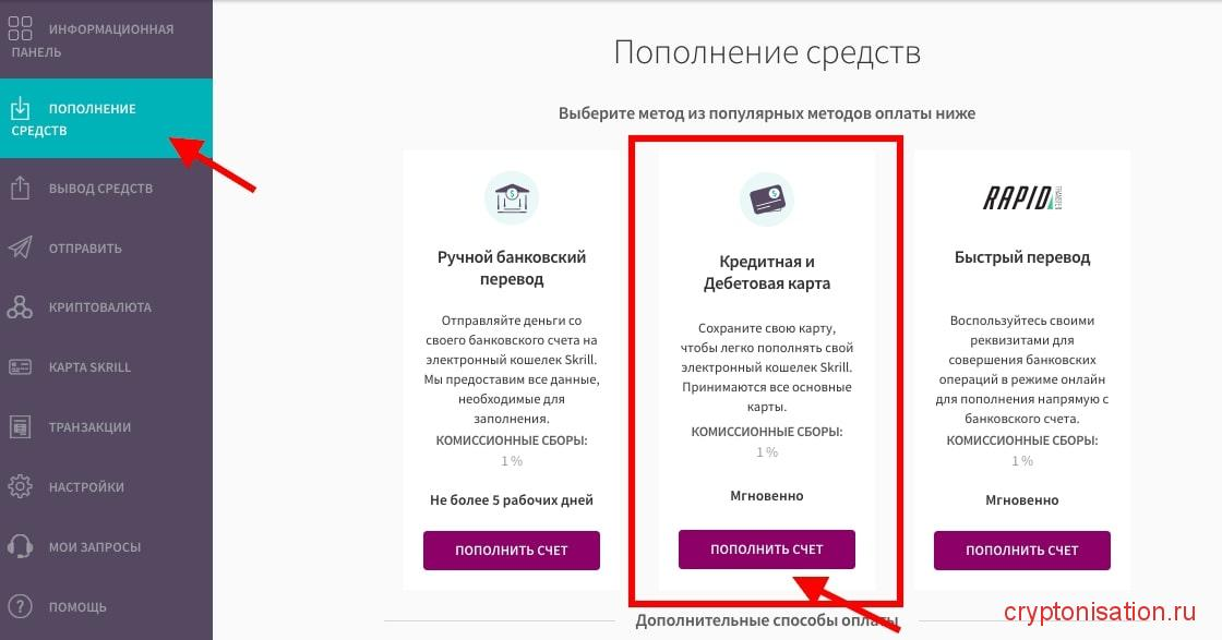 Пополнение средств