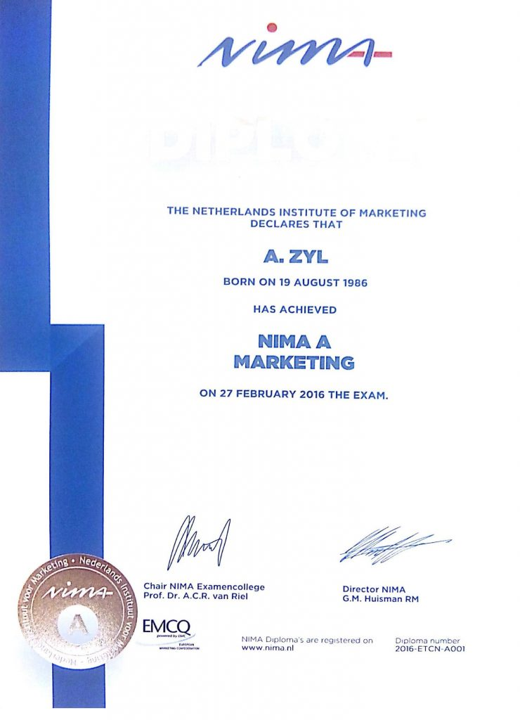 Ödüller ve sertifakalar Aleksandr Zyl