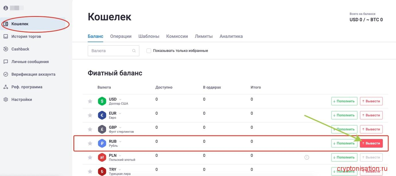 Вывод денежных средств с Exmo