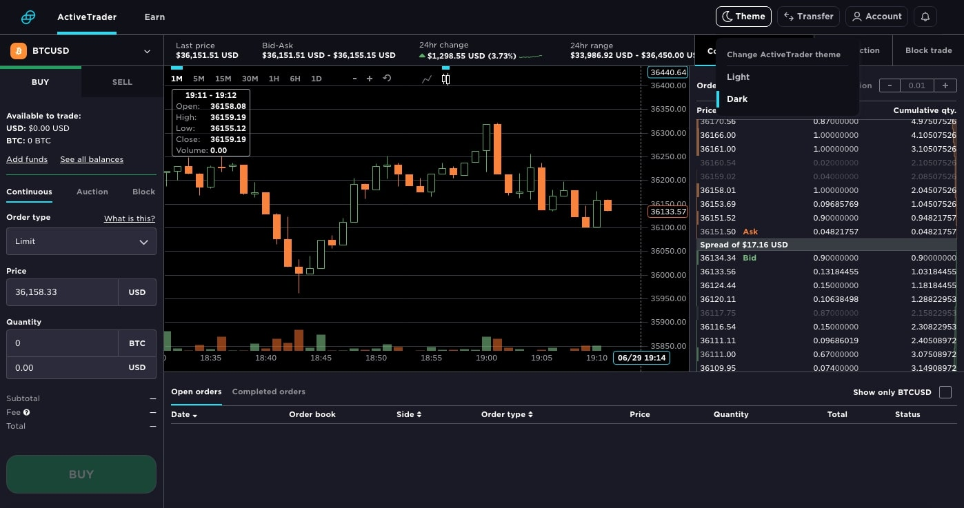 Тёмный интерфейс