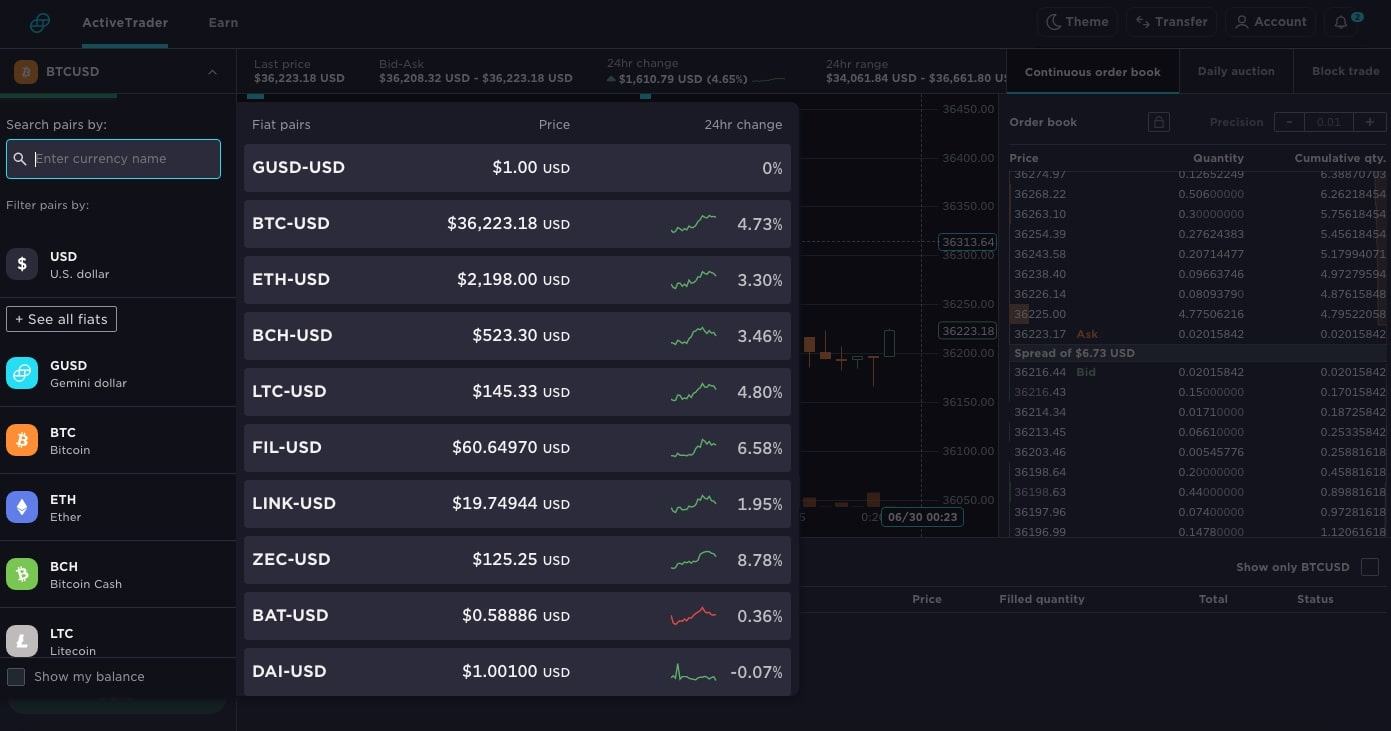 Покупка BTC за USD