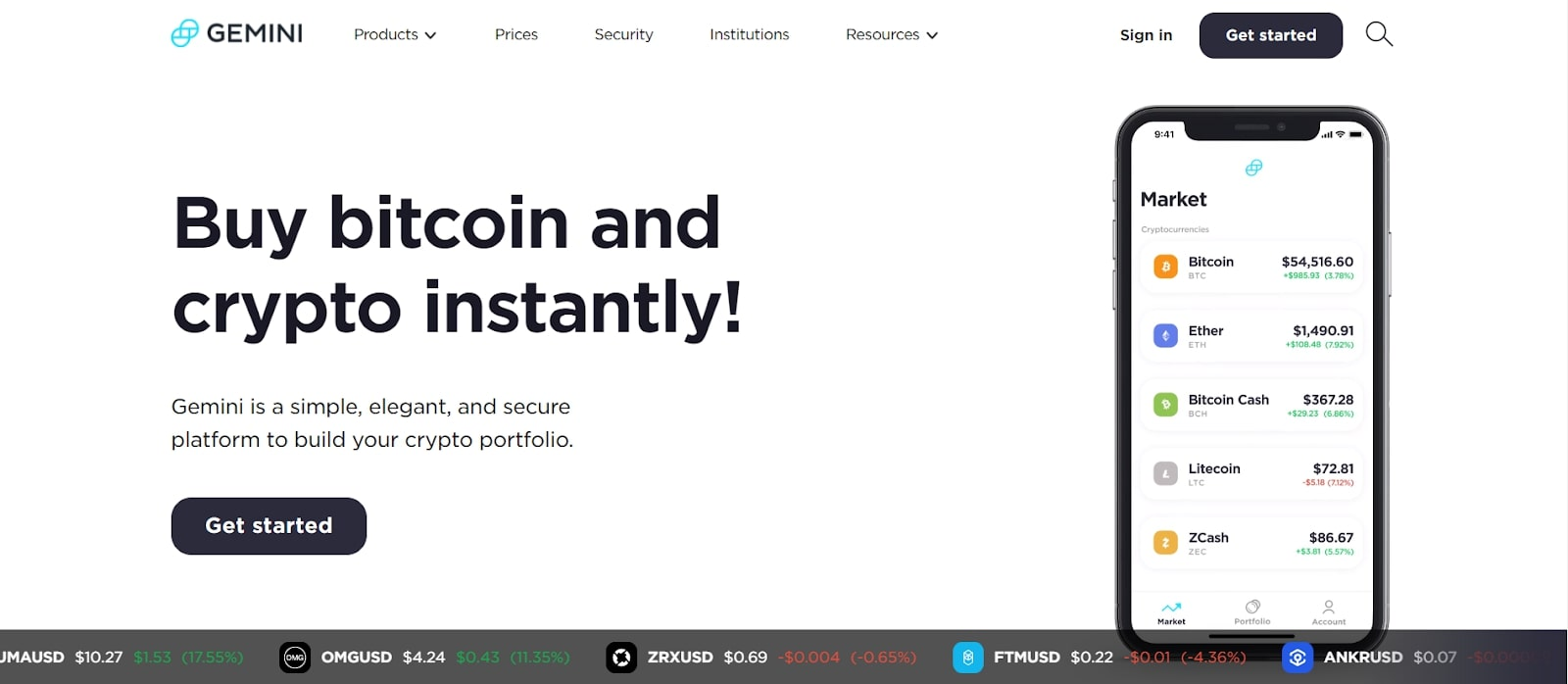 Главная страница сайта Gemini