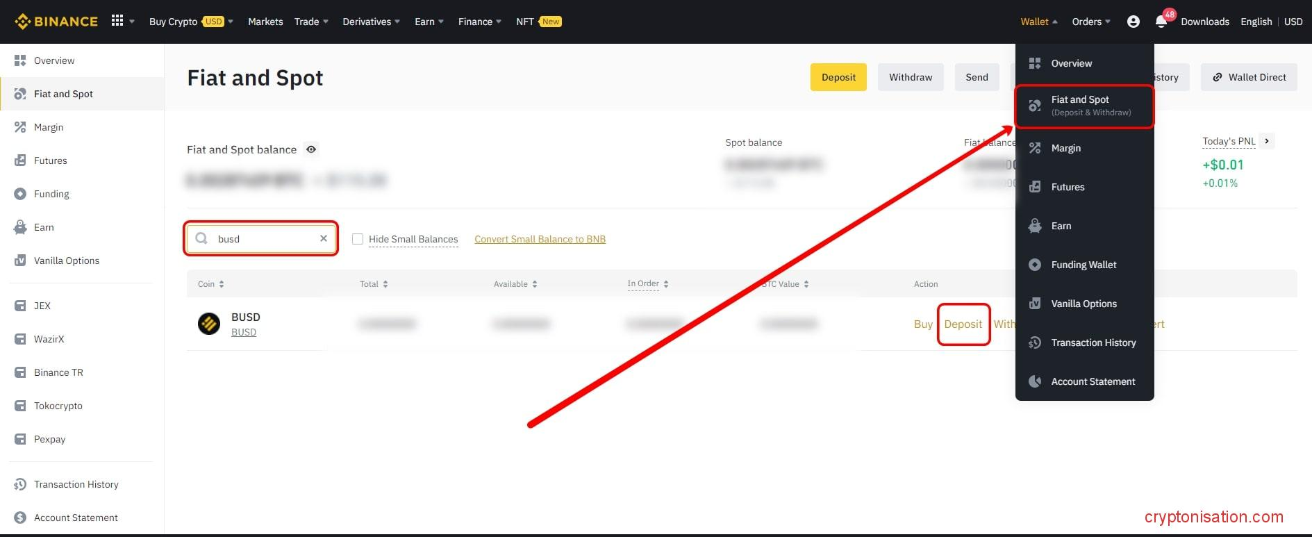 Пополнение счета на бирже Binance