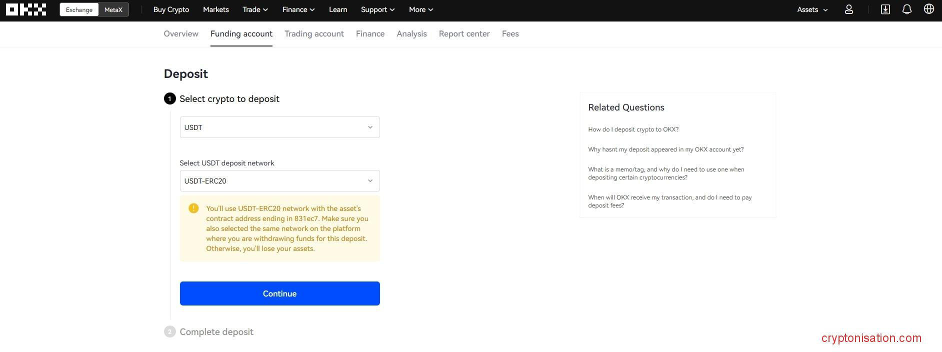Выбор криптовалюты для пополнения