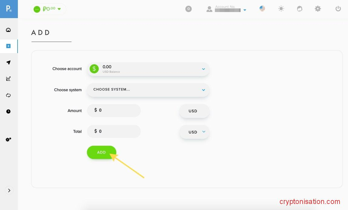 Пополнение счета в USD