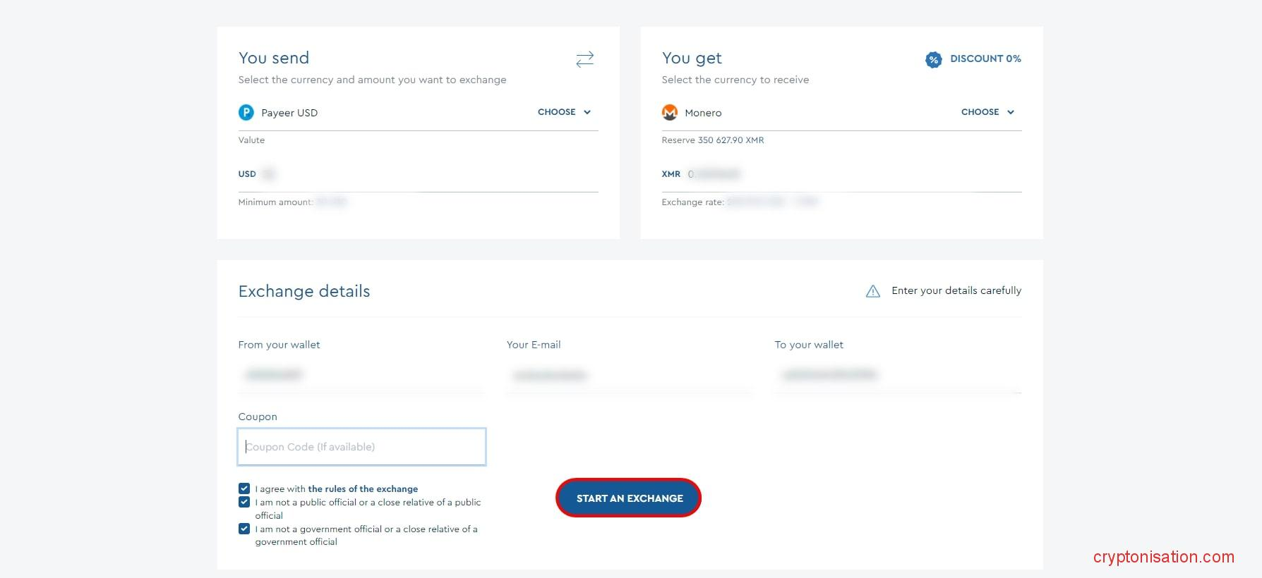 Покупка Monero в обменнике ProstoCash