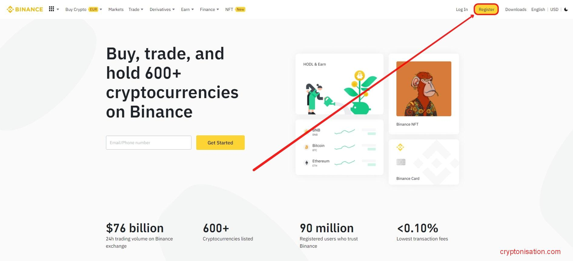 Регистрация на бирже Binance