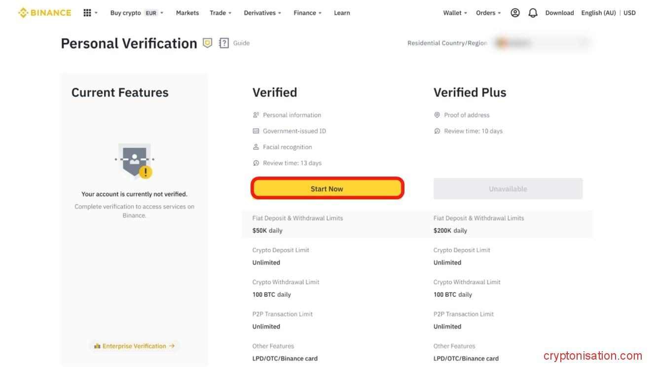 Верификация на бирже Binance
