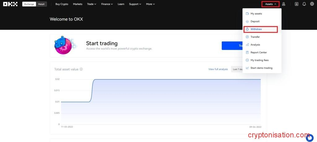 Как вывести XLM с биржи OKX