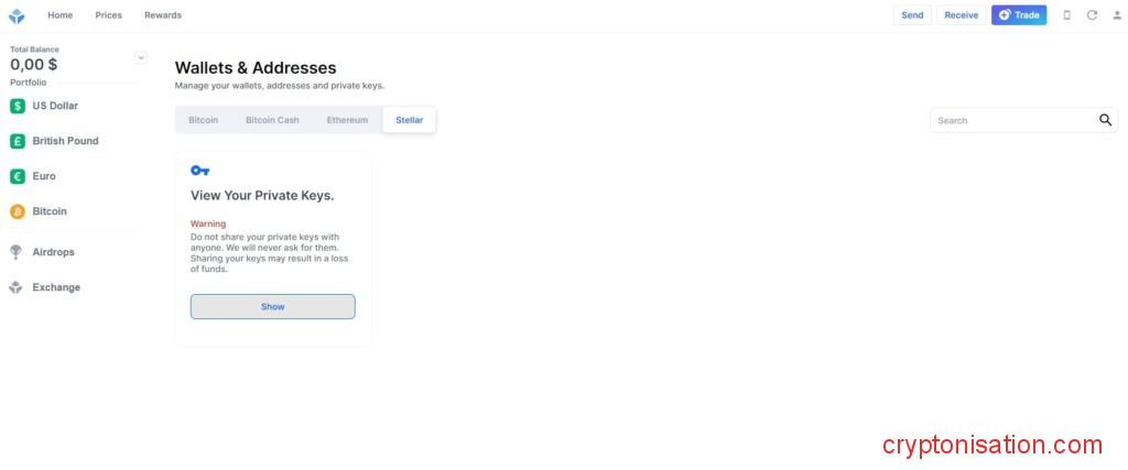 Cтраница Wallets & Addresses