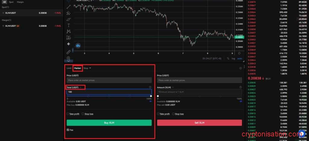 Создание ордера на покупку XLM