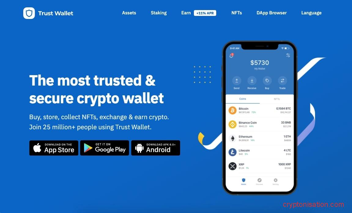 Главная страница Trust Wallet