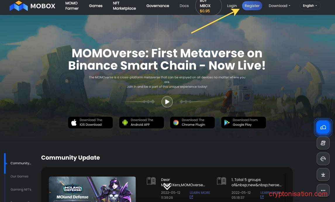 Регистрация на платформе Mobox