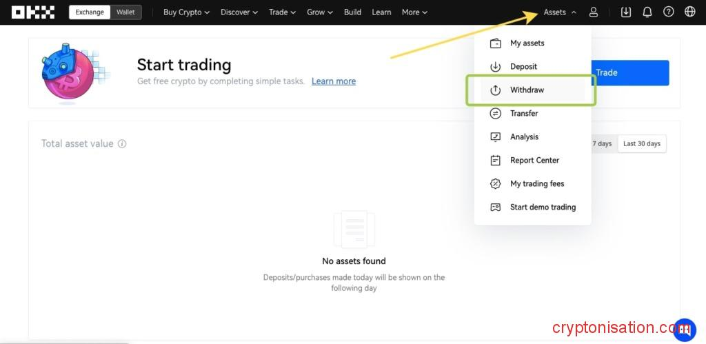 Пополнение счета OKX (OKEX)