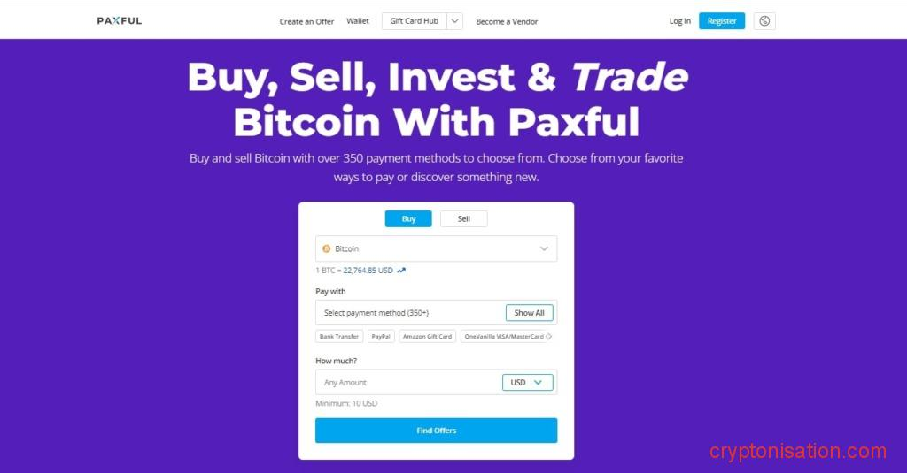 Главная страница сайта Paxful