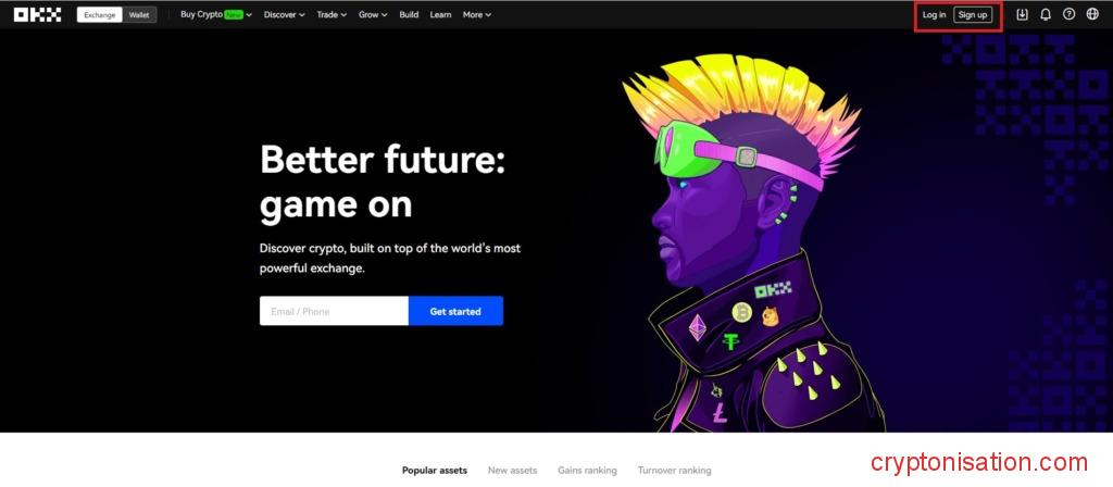 Вход и регистрация на OKX (OKEX)