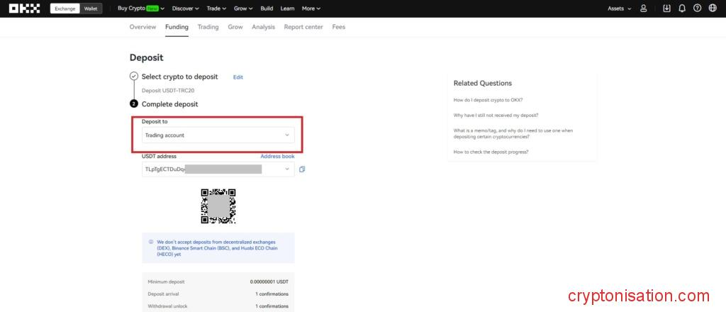 Выбор торгового аккаунта на OKX