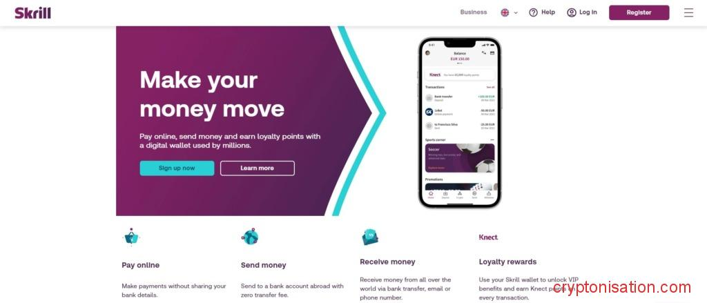 Главная страница Skrill