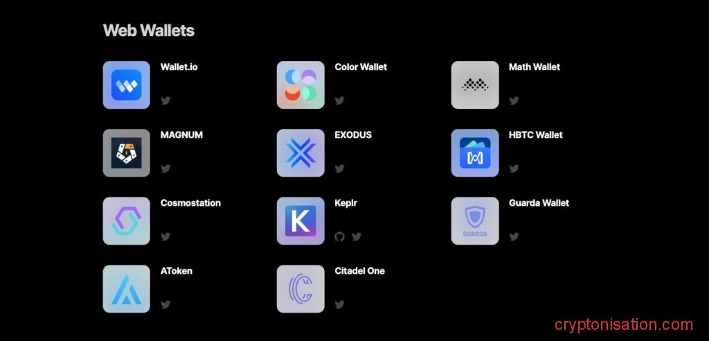 Веб-кошельки для хранения ATOM
