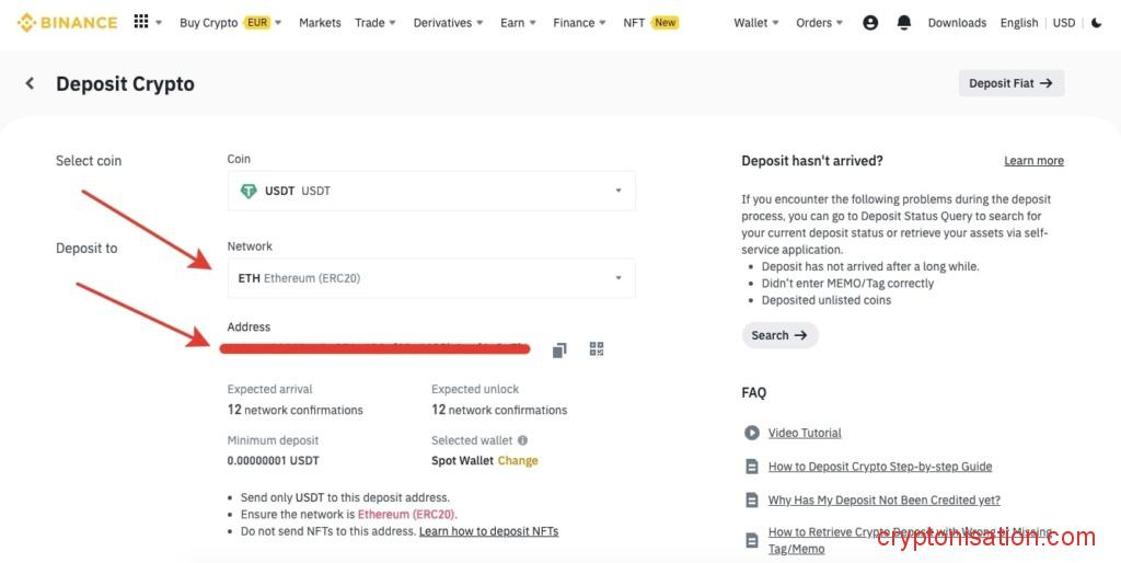 Адрес для депозита в USDT