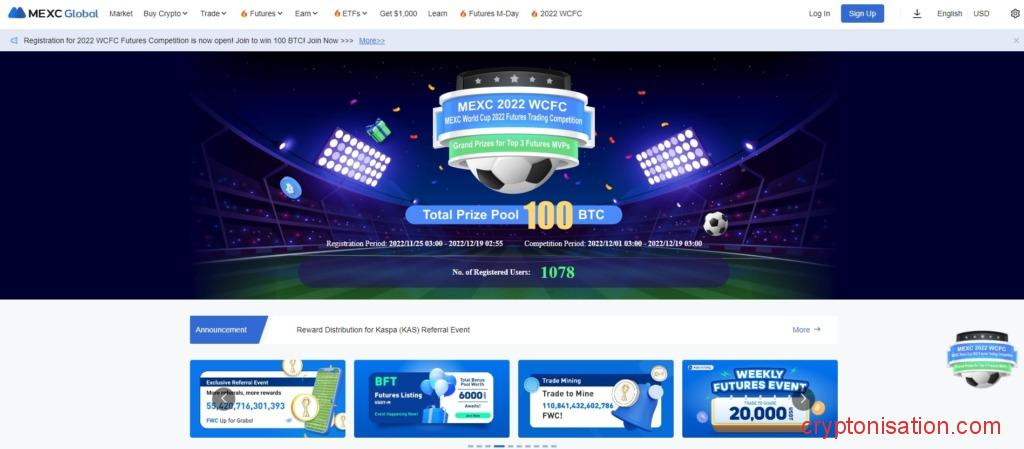 Главная страница MEXC