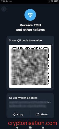 Адрес в кошельке TON wallet