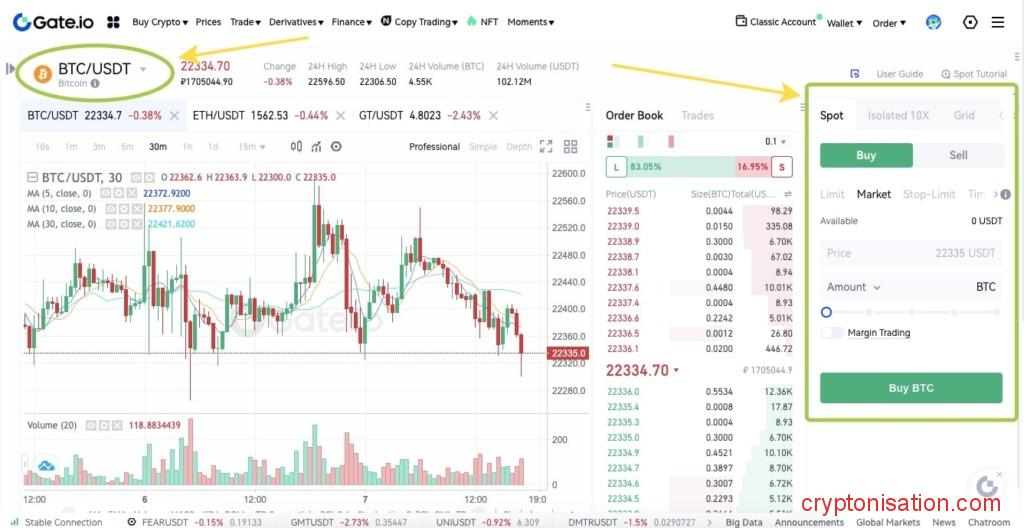 Creando una orden para comprar BTC