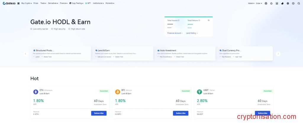 Página de HODL & Earn