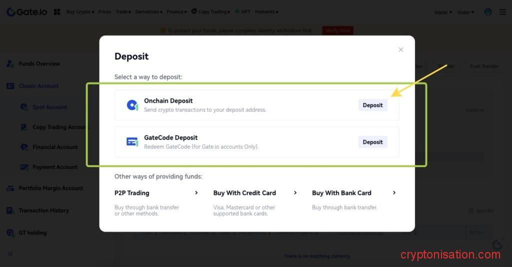 Métodos de depósito en el intercambio