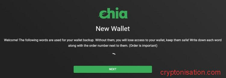 Окно создания нового кошелька