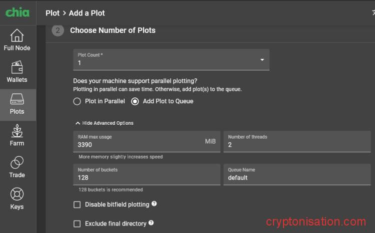 Настройки параллельного засеивания