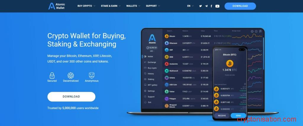 Главная страница Atomic Wallet