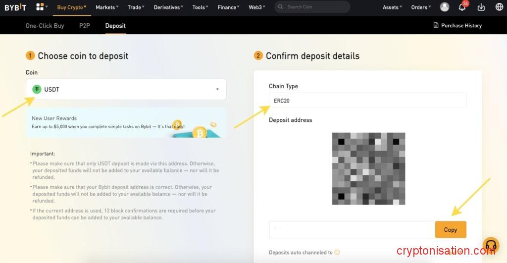 Депозит в USDT