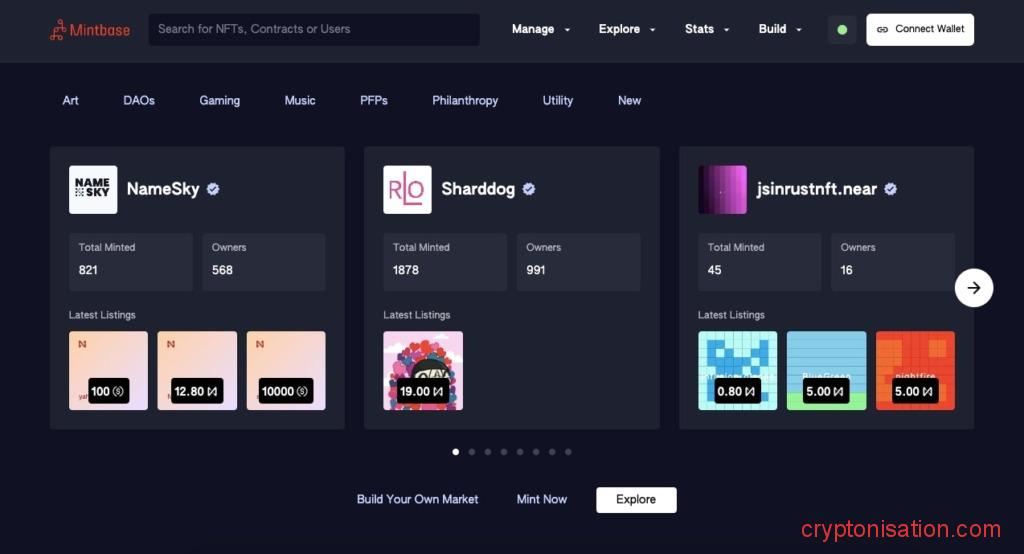 Главная страница Mintbase