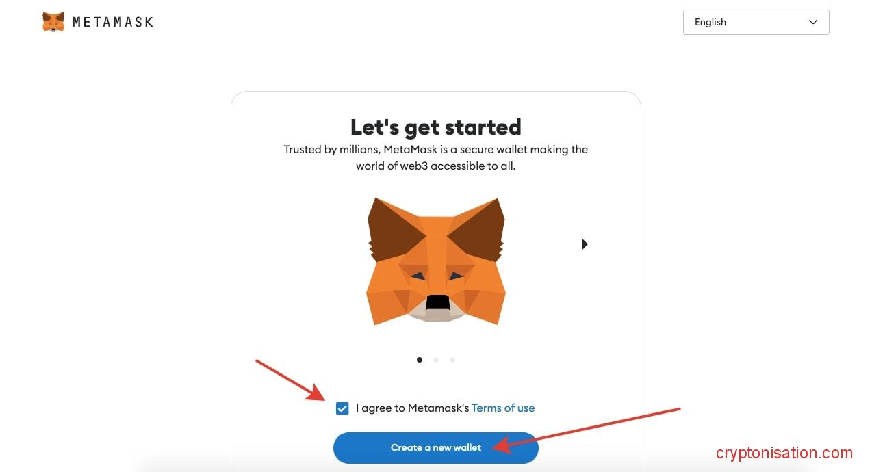 Создание нового кошелька MetaMask