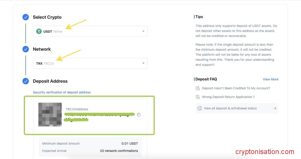 Данные для депозита