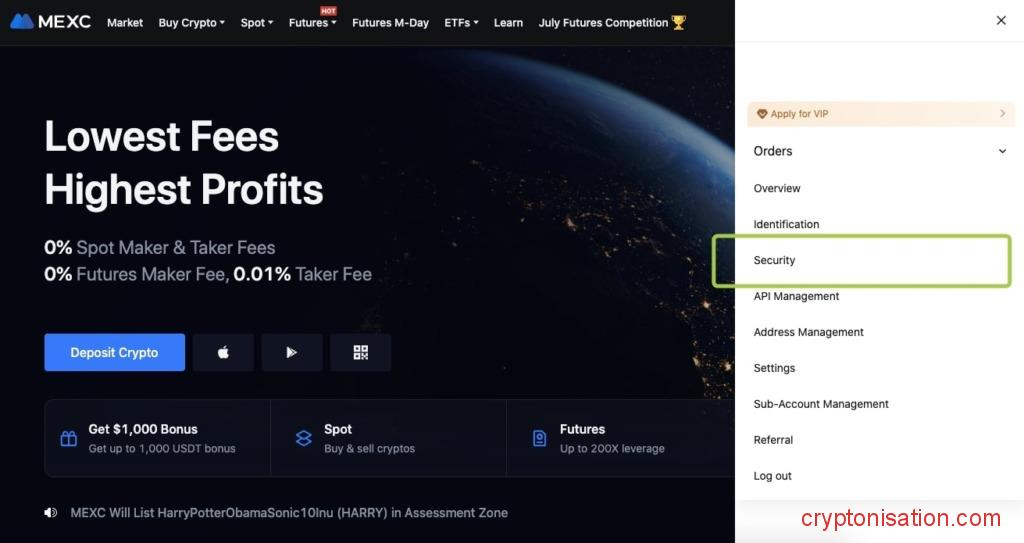 Выберите вкладку Security