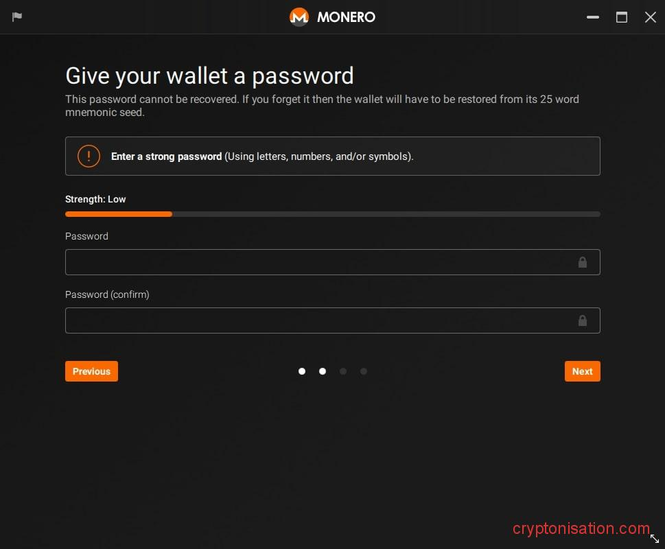 Создаем кошелек XMR. Шаг 2