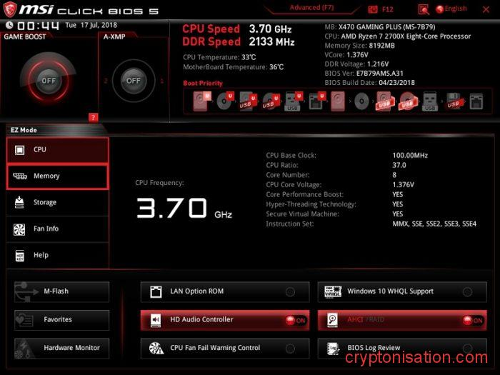 Интерфейс базового режима Click Bios 5