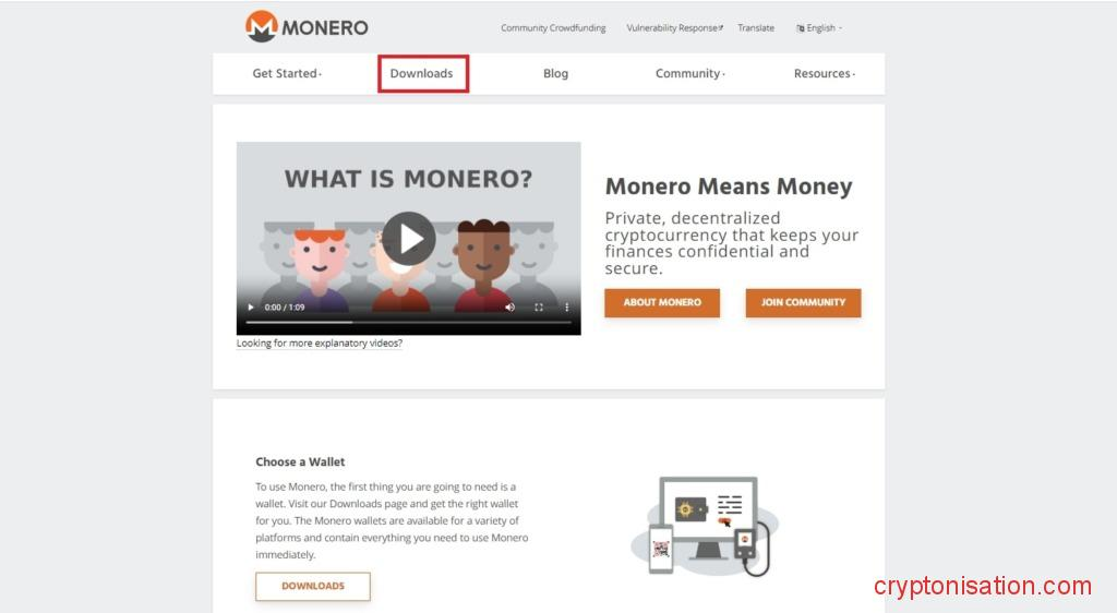Главная страница Monero