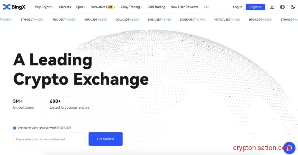 Главная страница BingX