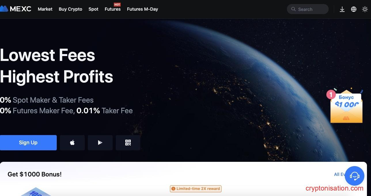 Главная страница MEXC