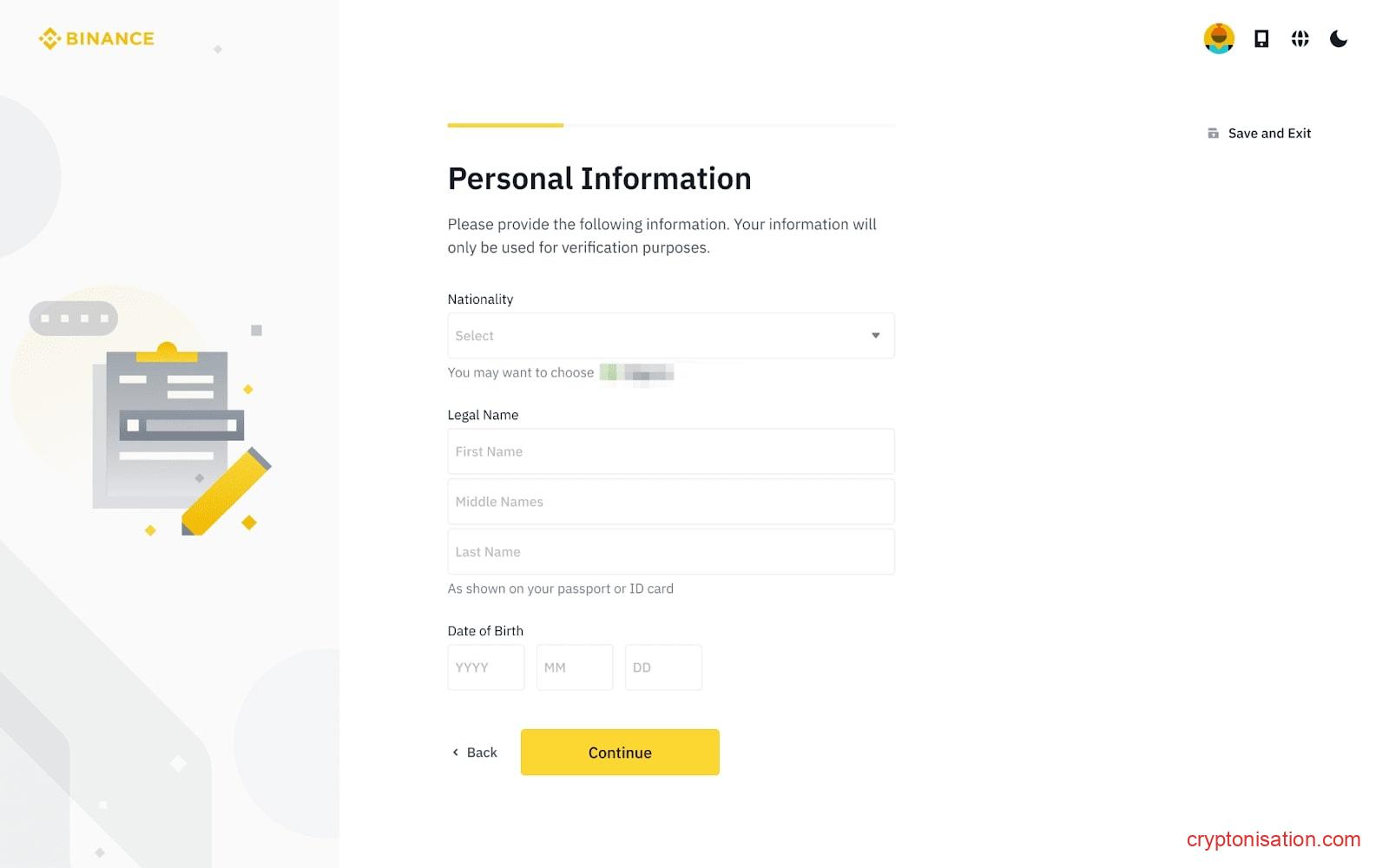 Страница с персональной информацией