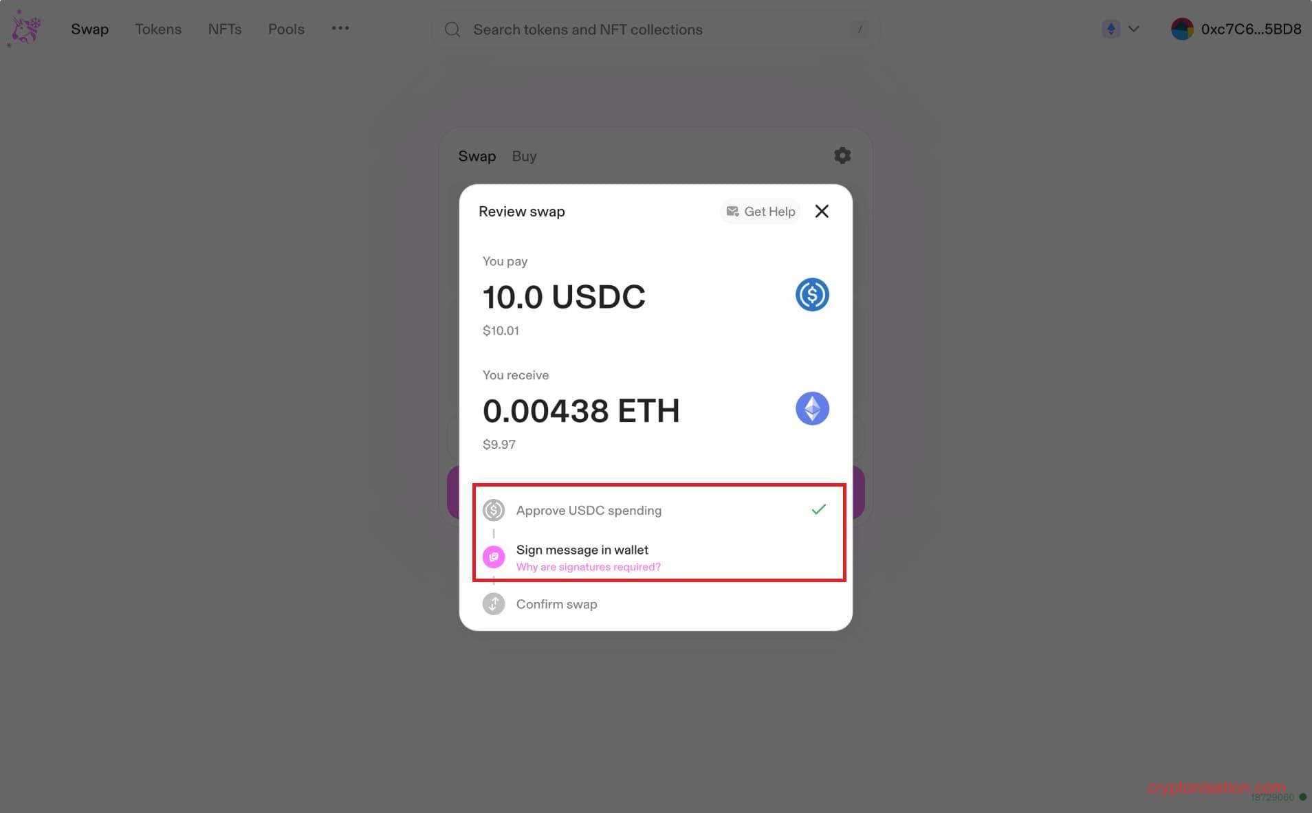 Этапы подтверждения сделки в кошельке